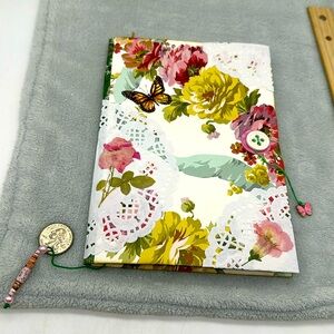 Junk Journal Handmade with Writing Pages Beautiful Flowers w/Butterfly